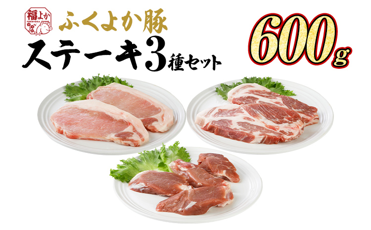 豚肉 ステーキ ふくよか豚 ステーキセット 600g ロース 肩ロース ヒレ ロース肉 肩ロース肉 ヒレ肉 小分け ブタ肉 ぶた肉 とんかつ 冷凍 福岡県 福岡 九州 グルメ お取り寄せ