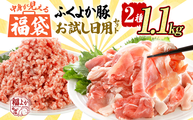福袋 豚肉 切り落とし ミンチ 【C】ふくよか豚 お試し日用セット 小分け ブタ肉 ぶた肉 冷凍 福岡県 福岡 九州 グルメ お取り寄せ