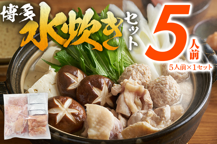 博多 水炊きセット 5人前（5人前×1セット）鍋 もも肉 つみれ 手羽元 鶏肉 鍋セット モモ肉 鶏もも肉 年末 冬 鍋
