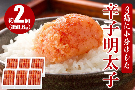3箱に小分けした辛子明太子350g×6箱(計2.1kg)