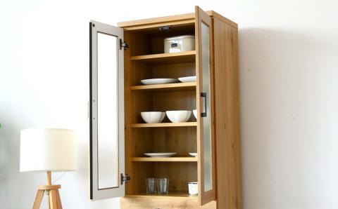 サマンサ 60DB (ナチュラル・ブラウン) 食器棚 キッチン収納 インテリア 家具