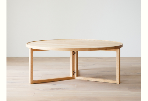 天然木リビングテーブル、伝統工法/ウォールナット材またはオーク材【HIRASHIMA SPAGO Circle Table 084】受注生産