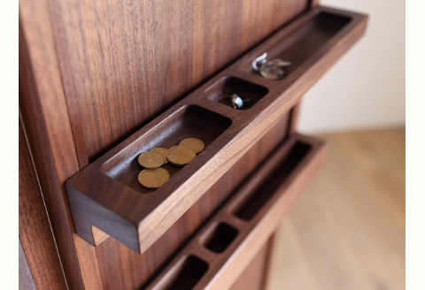 天然木ハンガー、コートハンガー、ミラー、姿見、伝統工法/ウォールナット材またはオーク材【HIRASHIMA SPAGO Hanger Rack 042】受注生産