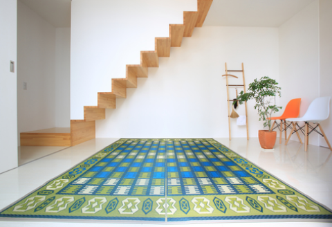 【E0-007】花ござラグ　「シエスタ」　191cm×191cm