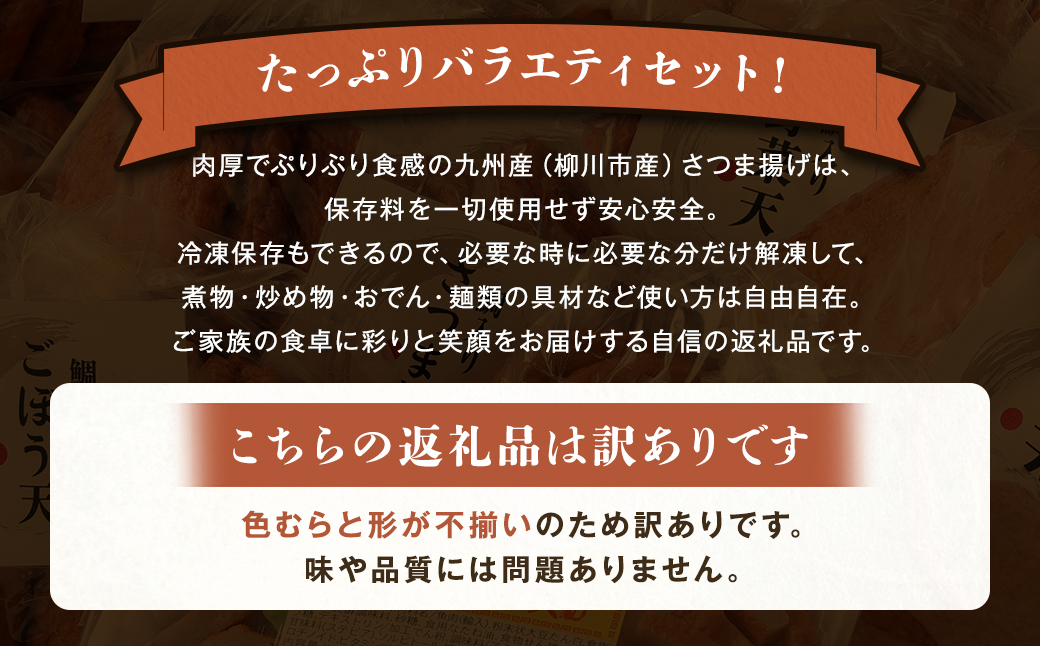さつま揚げ 4種 計約800g （各1パック × 4種） ＆ 「チャンポン焼きそばの具 （100g）」 の バラエティセット ／ レシピ付き 蒲鉾 かまぼこ 練り物 具 具材 ちゃんぽん チャンポン 焼きそば 加工品 料理 セット 冷蔵 九州 福岡県 柳川市