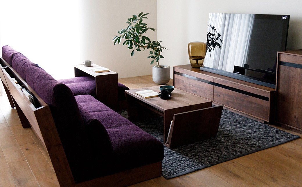 天然木のリビングテーブル/ウォールナット材またはオーク材【HIRASHIMA】 LIBERIA PLUS Living Table 105 受注生産