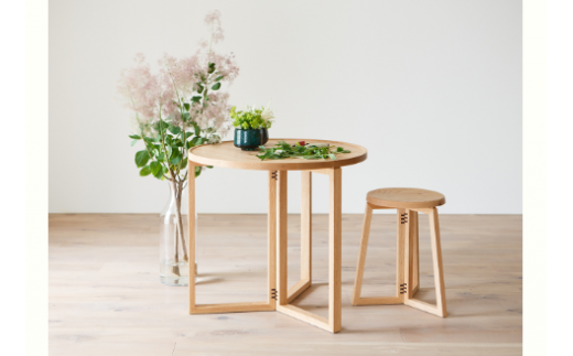 天然木 スツール チェア サイドテーブル 伝統工法 / ウォールナット材 または オーク材 【HIRASHIMA SPAGO Stool】 受注生産