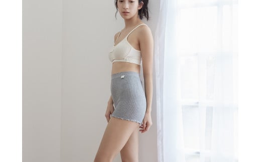 hinna ヒンナ ふわリブ オーガニックコットン 1分丈ショーツ【2枚セット】