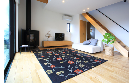 【F7-002】花ござラグ　「レガリア」　191cm×250cm