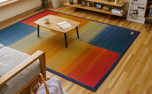 デニム×いぐさラグ Fジョイ 191cm×250cm RE（レッド） ラグ ラグマット いぐさ い草 イグサ い草ラグ デニム生地 福岡県 柳川市