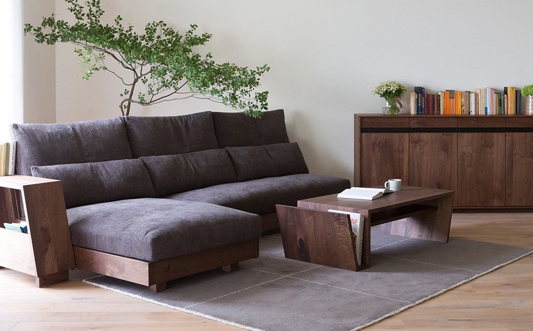 天然木のリビングテーブル/ウォールナット材またはオーク材【HIRASHIMA】 LIBERIA PLUS Living Table 126 受注生産