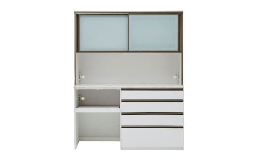 食器棚 リファイン 140OP【ムラミブラウン・ホワイト】