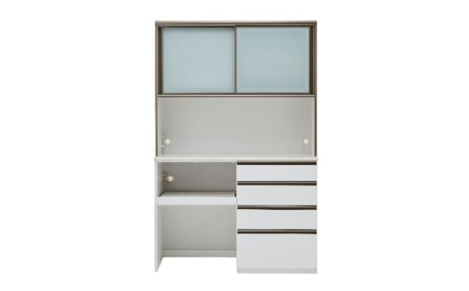 食器棚 リファイン 120OP【ムラミブラウン・ホワイト】