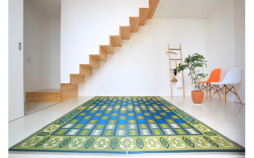 【E0-007】花ござラグ　「シエスタ」　191cm×191cm