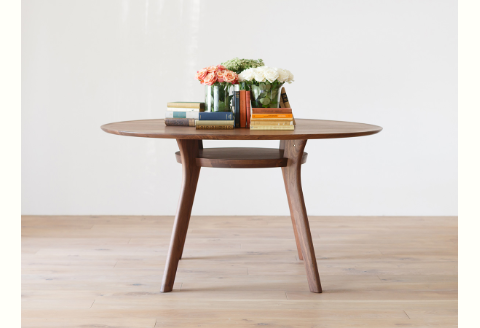 無垢ダイニングテーブル、サークルテーブル、円/ウォールナット材またはオーク材【HIRASHIMA AGILE Circle Dining Table 105】受注生産