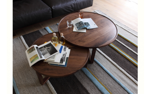 天然木リビングテーブル 伝統工法 / ウォールナット材 または オーク材 【HIRASHIMA SPAGO Circle Table 084】 受注生産