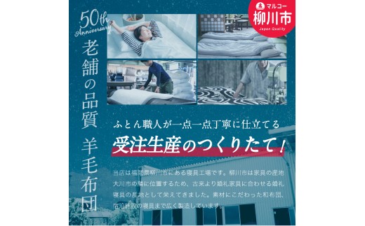羊毛 100% 羊毛 合掛け布団 シングル フランス産 プレミアムウール使用 生地綿100% （150cm x 210cm） （アイボリー） 布団 ふとん フトン 掛け布団