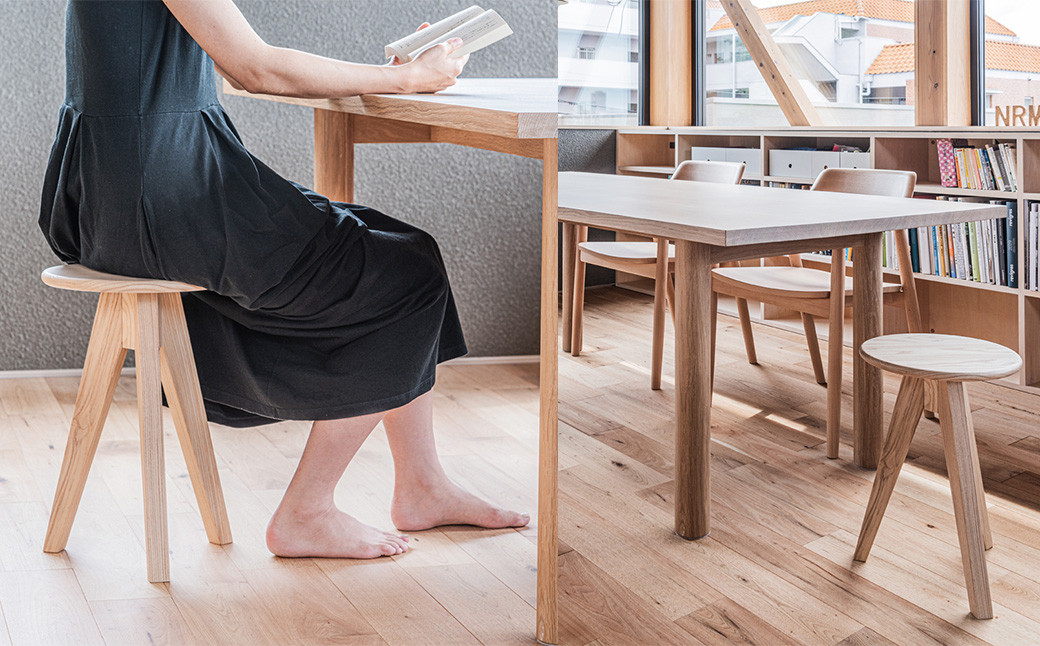 ミツキ スツール ホワイトアッシュ 高さ45cm 選べる2タイプ【ラウンドタイプ/テーパータイプ】