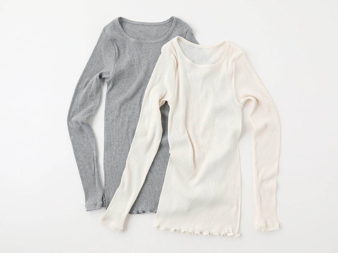 【キナリ M-Lサイズ】hinna ヒンナ ふわリブ オーガニックコットン クルーネックインナー