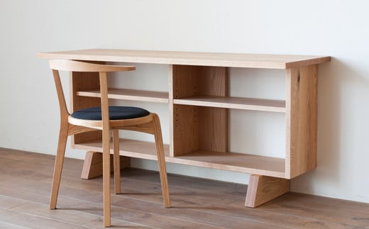 天然木を贅沢に使った温かな空間を演出する シェルフ 付き デスク / ウォールナット材 または オーク材 【CARAMELLA Counter Shelf 168】 受注生産