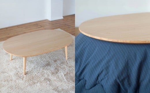 くりの楕円突板こたつ （幅120cm・フラットヒーター付・国産栗材突板・ウレタン塗装） ／ 炬燵 こたつ コタツ テーブル 机 木製 インテリア 家具 家電 暖房 フラットヒーター 防寒 リビング 日本製 福岡県 柳川市