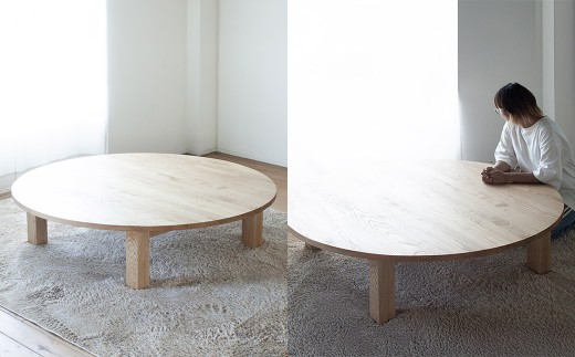くりのちゃぶ台 （直径130cm・国産栗材・オイル塗装） ／ ちゃぶ台 食卓 座卓 ローテーブル テーブル 机 ラウンドテーブル 丸テーブル 木製 インテリア 家具 ダイニング 日本製 福岡県 柳川市