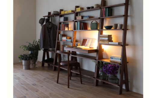 天然木デスク 机 リビング シェルフ 本棚 幅84cm / ウォールナット材 または オーク材 【HIRASHIMA SCALA Desk 084】 受注生産