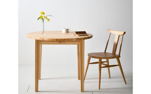 ラウンドYENテーブル120 こころ和む丸いダイニングテーブル 杉材 浮造り加工 円テーブル