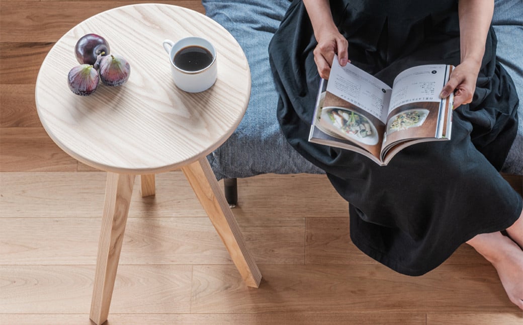 ミツキ コーヒーテーブル ホワイトアッシュ 高さ60cm 選べる2タイプ 【ラウンドタイプ/テーパータイプ】