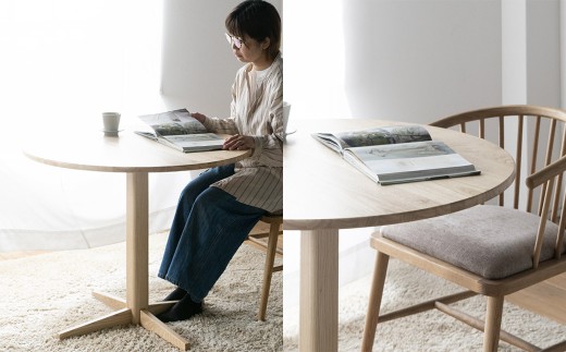 くりの丸いダイニング1本足タイプ （直径90cm・国産栗材・ウレタン） ダイニングテーブル ／ テーブル 机 ラウンドテーブル 丸テーブル 木製 インテリア 家具 ダイニング 日本製 福岡県 柳川市