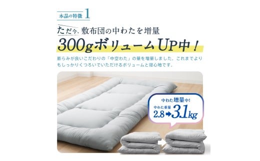 日本製 防ダニ抗菌敷布団　敷布団 シングル 福岡県産 中わた増量 約3.1kg 家計応援 防ダニ・抗菌 日本製 洗濯可 選べるカラー 布団 ふとん 敷き布団 丸洗い
