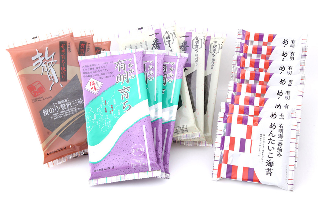 マルホの海苔 詰合せ 塩のり 味付けのり 焼のり 明太子おかずのり