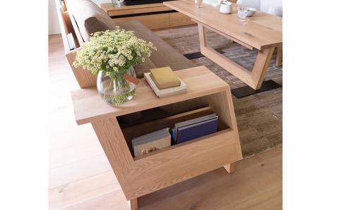 天然木のサイドテーブル/ウォールナット材またはオーク材【HIRASHIMA】 LIBERIA PLUS Side Table 025 受注生産