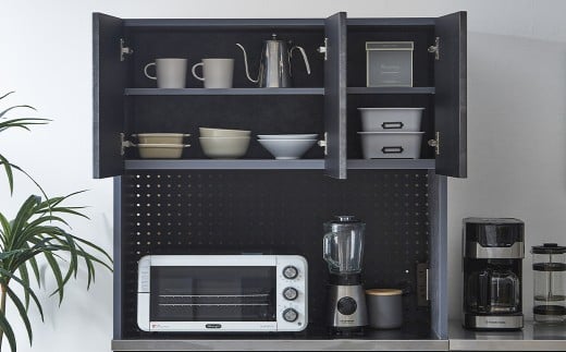 フィオーレ90 キッチンボード LBR・DGY 強化紙 ステンレス 食器棚 キッチン収納 パン作り ピザ作り 料理 インダストリアル 家具 インテリア 福岡県 柳川市 送料無料