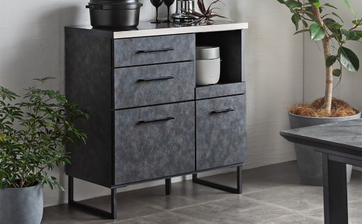 フィオーレ85カウンター LBR・DGY 強化紙 ステンレス食器棚 キッチン収納 パン作り ピザ作り 料理 アイランドキッチン 家具 インテリア 福岡県 柳川市 送料無料