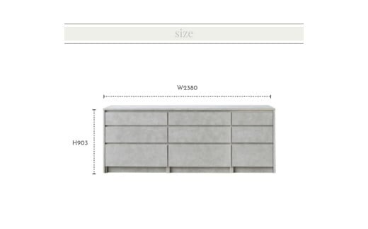NOT カウンター 引出タイプ 238cm シェルブラック ソフトクローズレール カウンター下 家具 日本製 国産