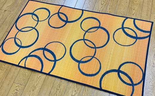 い草 玄関マット Fマルコス 50×80cm（グレイ/イエロー）屋内