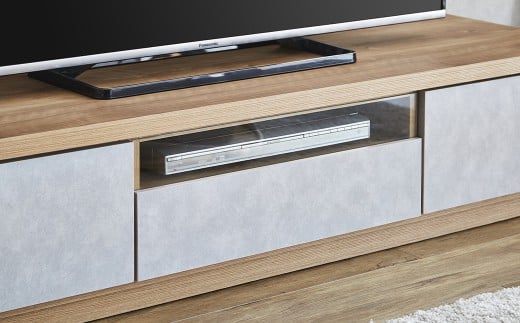 ハリーファ150ローボード 引出し収納 大容量 強化紙 ナチュラル 木目 ストーン柄 北欧モダン リビングルーム フルオープン三段レール フルスライドレール 家具 インテリア 福岡県 柳川市 送料無料