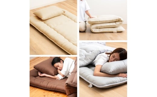 〈選べるカラー〉 洗える 羊毛混 敷布団 シングル フランス産 プレミアムウール使用 軽い 軽量 （100cm x 210cm） （ アイボリー ／ オリーブグレー ／ ベージュ ／ ブラウン ） 布団 ふとん 敷き布団