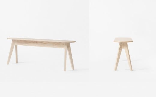 ミツキ ベンチ ホワイトアッシュ 幅130cm 選べる2タイプ 【ラウンドタイプ/テーパータイプ】