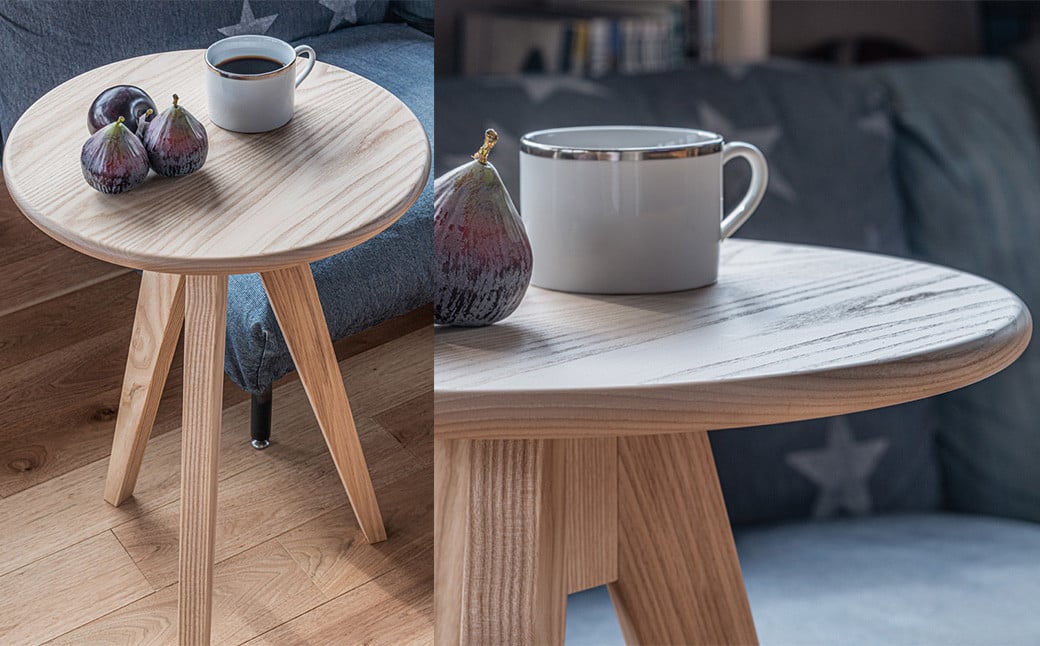 ミツキ コーヒーテーブル ホワイトアッシュ 高さ60cm 選べる2タイプ 【ラウンドタイプ/テーパータイプ】