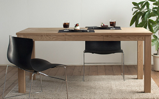 天然オイル仕上げ 栗の木 引出付 ダイニングテーブル 幅160cm 奥行き84cm 高さ72cm