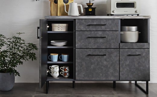 フィオーレ120カウンター LBR・DGY 強化紙 ステンレス食器棚 キッチン収納 パン作り ピザ作り 料理 アイランドキッチン 家具 インテリア 福岡県 柳川市 送料無料