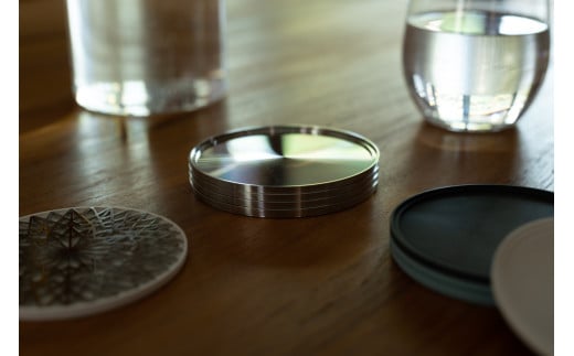 ユニメットコースター (ステンレストップ・ステンレスベース) 2個 セット 幾何学柄