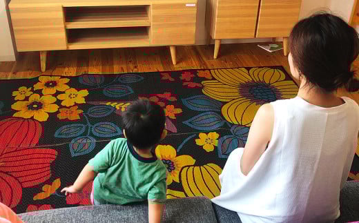 い草 ラグ 191cm×250cm  華の恵みふっくら仕上げ (ブラック/ブラウン/グリーン) ラグマット 選べる3色