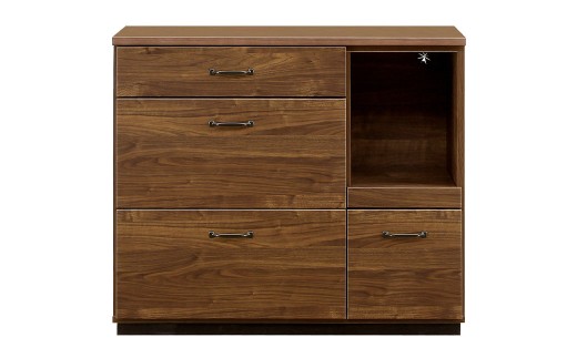 レトロ105 カウンター 引出し収納 スライド棚 強化紙 フルスライドレール スチール製取手 木目 家電置場 キッチン リビング 日本製 家具 インテリア 福岡県 柳川市 送料無料