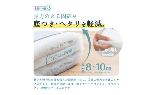 日本製 防ダニ抗菌敷布団　敷布団 シングル 福岡県産 中わた増量 約3.1kg 家計応援 防ダニ・抗菌 日本製 洗濯可 選べるカラー 布団 ふとん 敷き布団 丸洗い