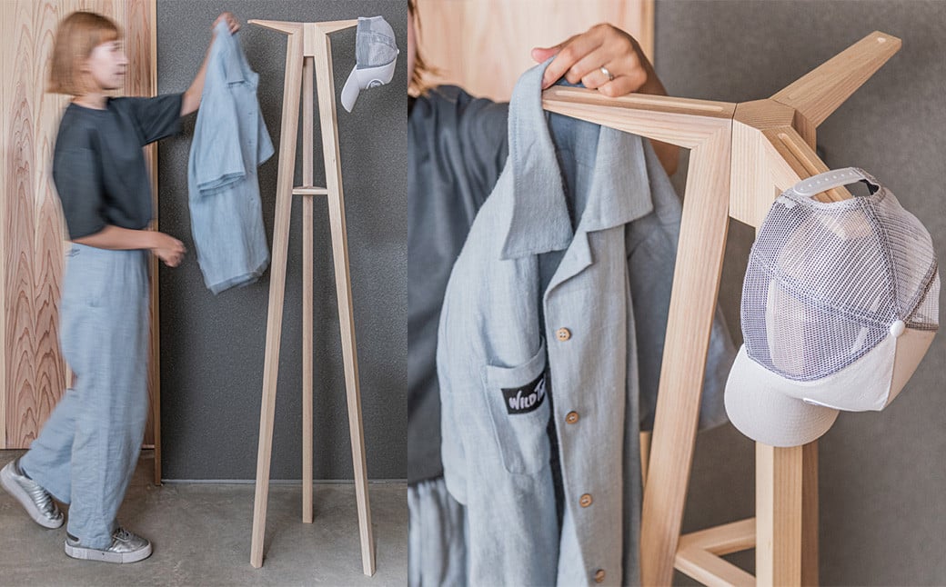 ミツキ コートラック ホワイトアッシュ 高さ160cm インテリア 無垢材