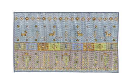 い草 玄関マット Fミーナ 60×90cm（ブルー/ピンク）屋内