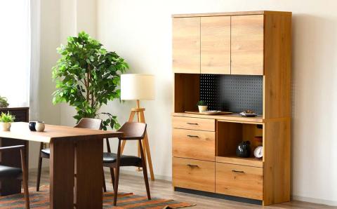 サマンサ 120OP(ナチュラル・ブラウン) 食器棚 キッチン収納 インテリア 家具